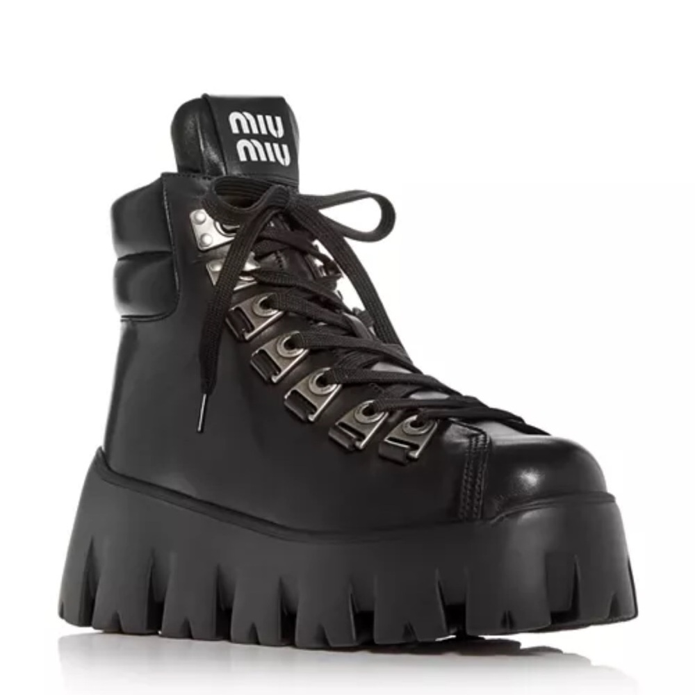 Miu Miu Black Chunky Platform Boots